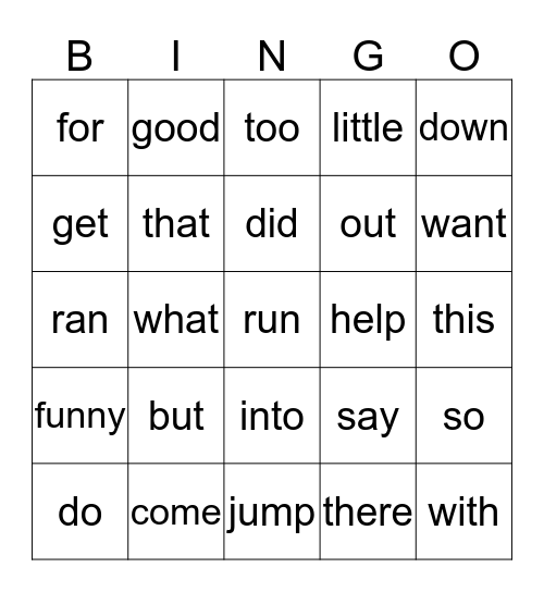 3rd quarter sight word Bingo Card