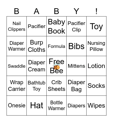 Baby Bingo Card
