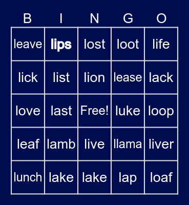 Grace- BINGO Card
