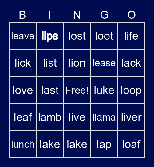 Grace- BINGO Card