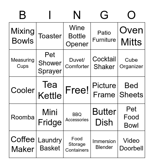 Jackie's Bridal Bingo Card