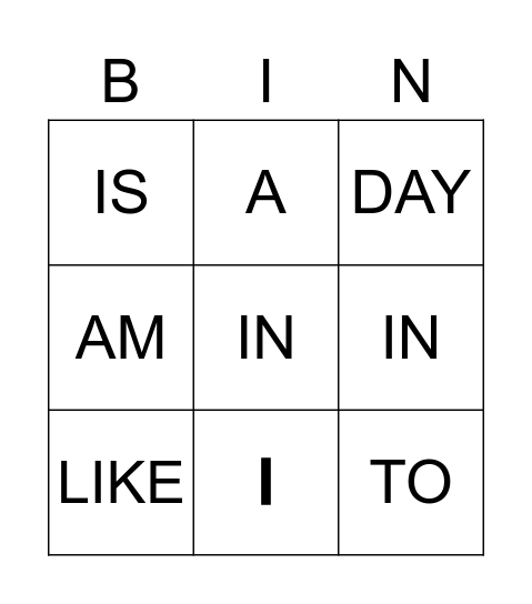 Word Wall Bingo Card