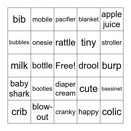 Baby Bingo Card