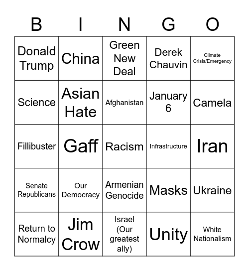 Biden Bingo! Bingo Card