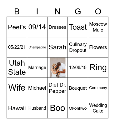 Sarah's Getting Married! Bingo Card