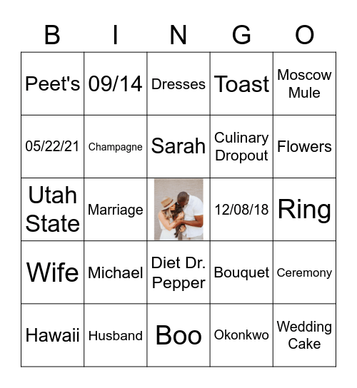 Sarah's Getting Married! Bingo Card