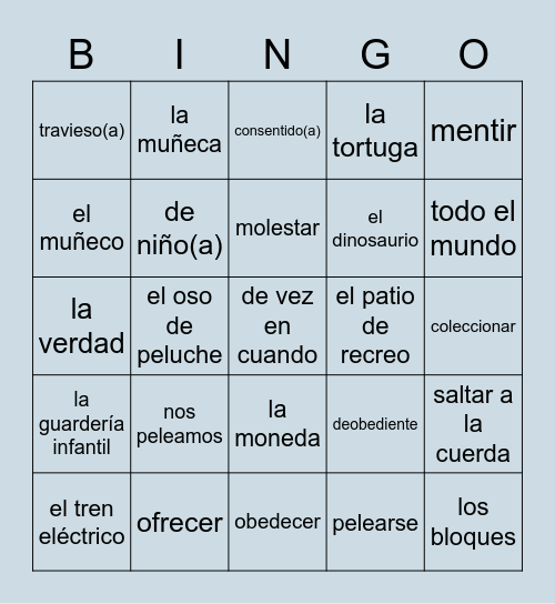Spanish Bingo Card