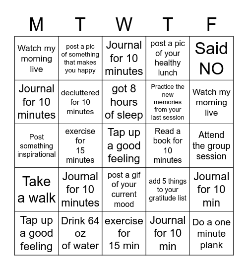 May 5-9 Bingo Card