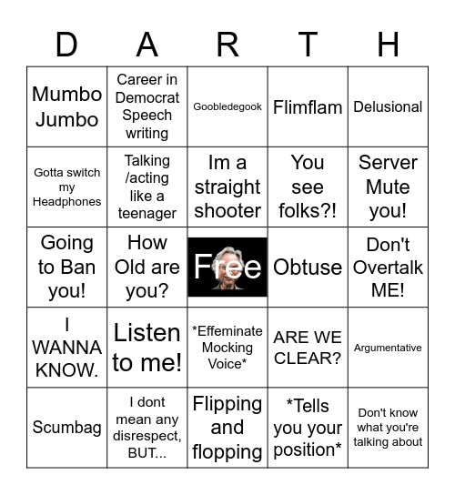 Darth Dawkins Atheist Helpline Bingo Card