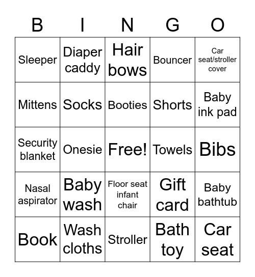 Baby Parsons Bingo Card