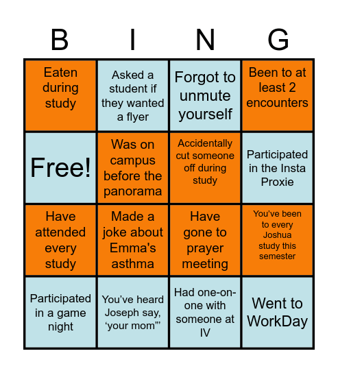 IV Bingo Spring 21 Bingo Card