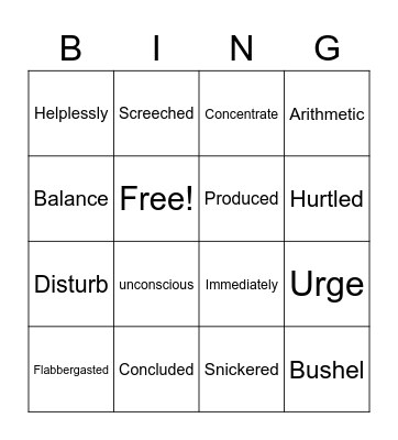 Vocabulary BINGO Card