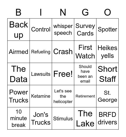 EMS Inservice BINGO Card