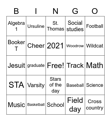 B I N G O Bingo Card