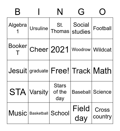 B I N G O Bingo Card