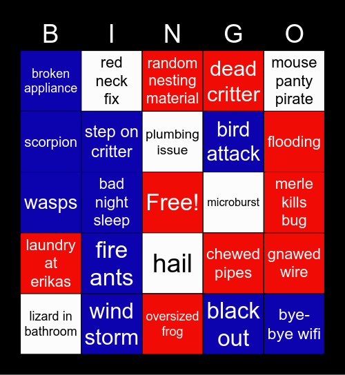 ~ Texas ~ Tiny ~ Home ~ Bingo Card