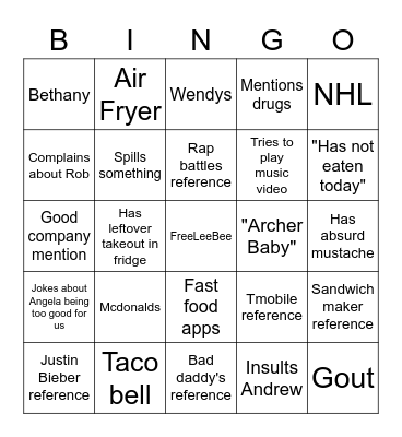 Lee Bingo Card