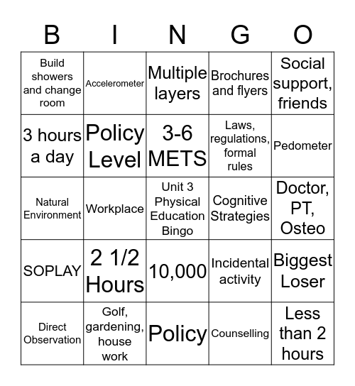 Revision Bingo  Bingo Card