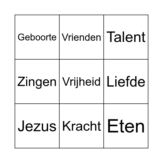 Zegeningen Bingo Card