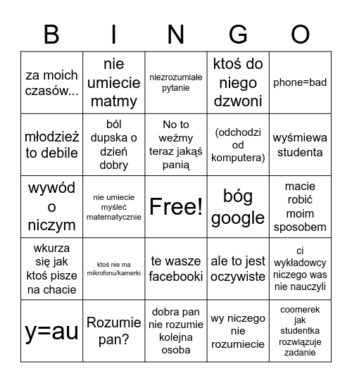 soldierek Bingo Card