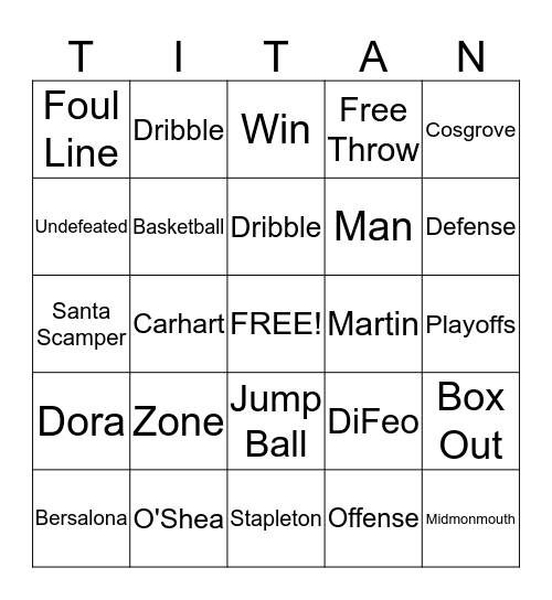 Titan Bingo Card