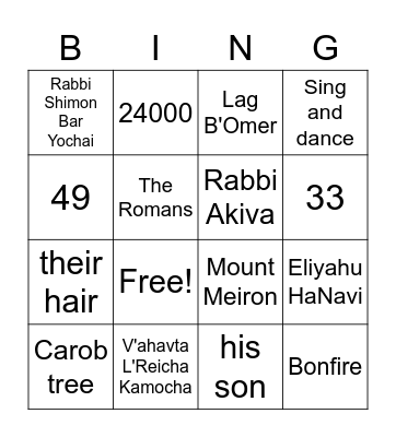 Lag B'Omer bingo 5781 Bingo Card