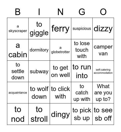 Pre-Intermediate (12-15) Bingo Card