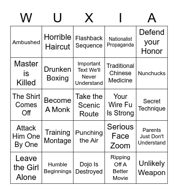 Kung Fu Bingo Card