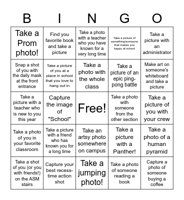 Last Days of School Bingo Card