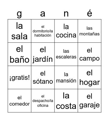 La casa Bingo Card
