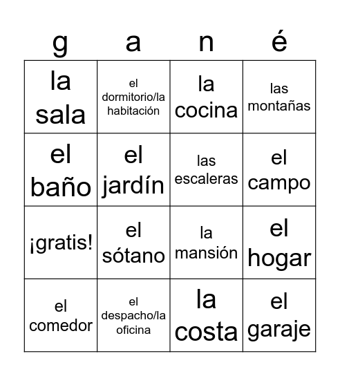 La casa Bingo Card