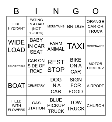 MISC BINGO GAME Bingo Card