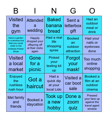 Lockdown Bingo! Bingo Card