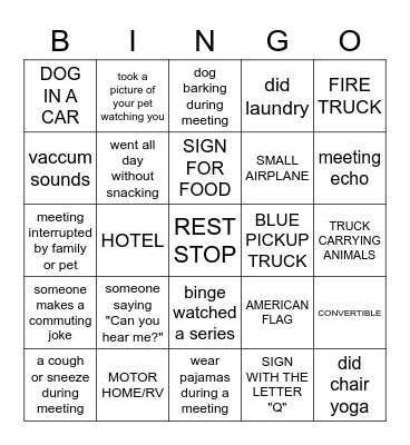 wrk BINGO GAME Bingo Card