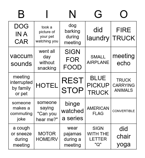 wrk BINGO GAME Bingo Card