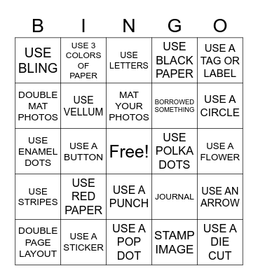 SCRAPPY Bingo Card