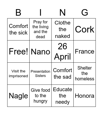 Being like Nano Bingo Card