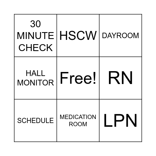 2 WEST NURSE'S WEEK BINGO Card