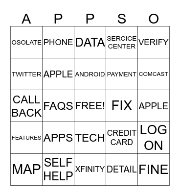 MY ACCOUNT APPS Bingo Card