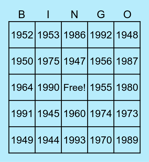 Cold War Anchor Date Bingo Card