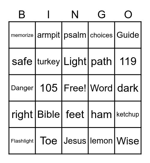 Psalm 11:105 Bingo Card