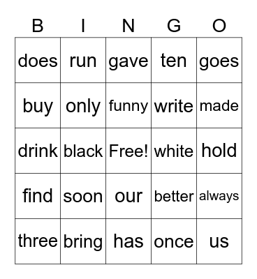 BINGO LIST #7 Bingo Card