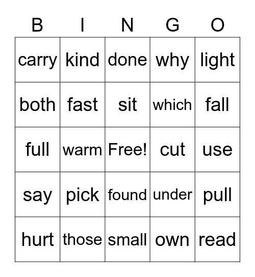 BINGO LIST #8 Bingo Card