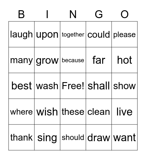 BINGO LIST #9 Bingo Card