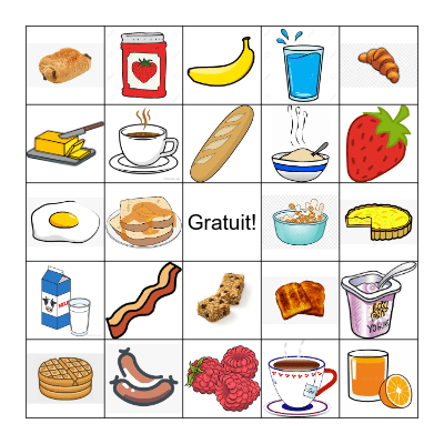 Petit-déjeuner Bingo Card
