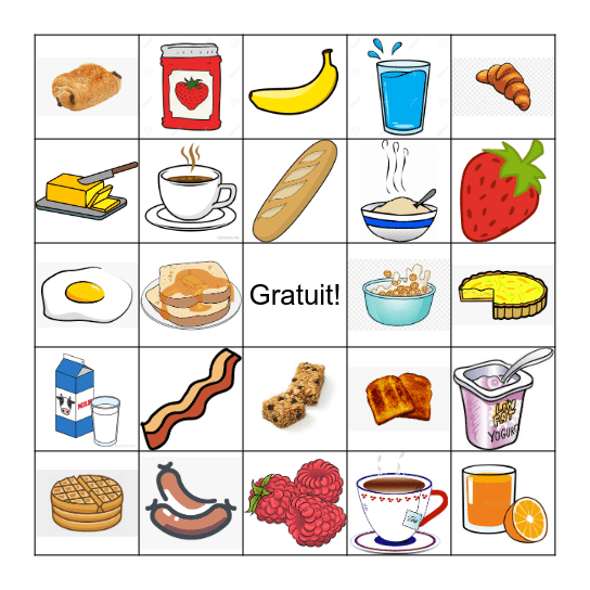 Petit-déjeuner Bingo Card