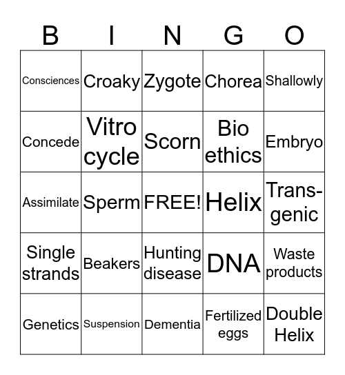 Double Helix Bingo Card