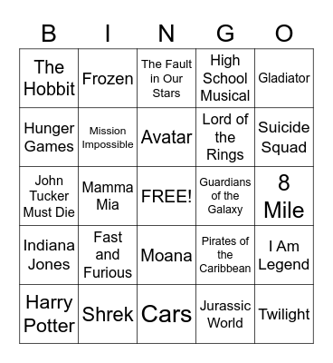 Movie Theme Song Trivia Bingo Card