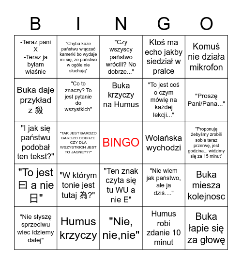 Klasyczny bingo Card