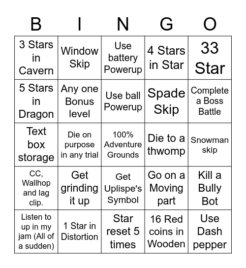 AF2 Bingo Card